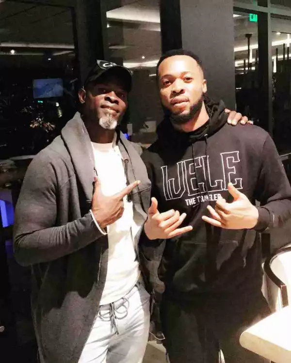 Highlife Singer, Flavour Spotted With American-Beninese Actor, Djimon Hounsou (Photos)